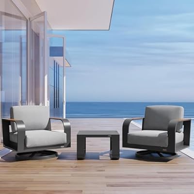 EAST OAK Signature 3 Pieces Patio Furniture Set,Aluminum Outdoor Furniture, Deep Seating Outdoor Patio Set with Sofa and Coffee Table,Modern Conversation Set for Porch and Balcony,Dark Grey