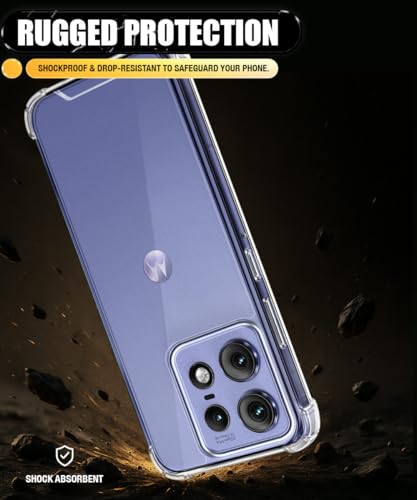 Image of WOW IMAGINE Ultra-Hybrid Crystal Clear Back Case for Motorola Moto Edge 50 Pro | Shockproof Design | Camera Protection Bump | Hard Clear Mobile Back Cover with Cushioned Edges - Transparent