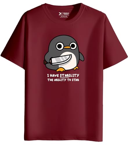 Image of XENOVAURBAN Men's Graphic Printed RN-Penguin Round Neck Regular and Plus Size Cotton T-Shirt