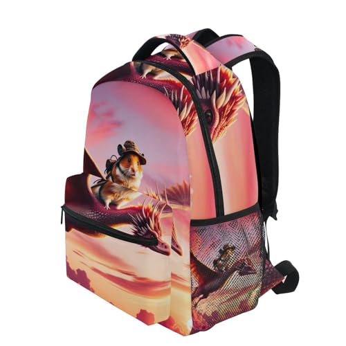 Kid Backpack, Lightweight Travel Backpack for Boys Girls Back to School Essentials, 15L, Half Duck Half Dragon Flies3