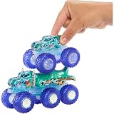 Hot Wheels Monster Trucks 6-kołowe ciężarówki + pojazdy Wielopak z pojazdami Mega-Wrex i Tiger Shark w skali 1:64 oraz 2 ciężarówkami z dekoracjami Power Smashers, HYJ29