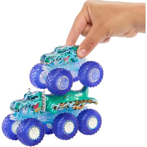 Miniatura 4 de Hot Wheels Monster Trucks Power Smashers Mega-Wrex Y Tiger Shark, Pack 2 Coches De Juguete A Escala 1:64 Con Big Rigs, Regalo Para Niños Y Niñas 3 Años, Hyj29
