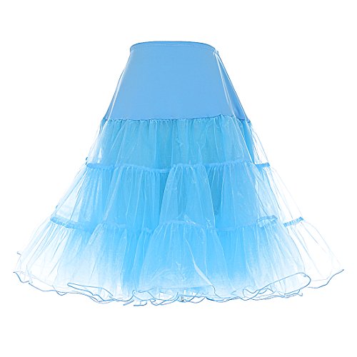 DRESSTELLS Petticoat Unterrock Damen Reifrock Karneval Dirndl Blau 1950er Rockabilly Kleider Pettycode Kurz Tüllrock Fasching Kostüm Blue L
