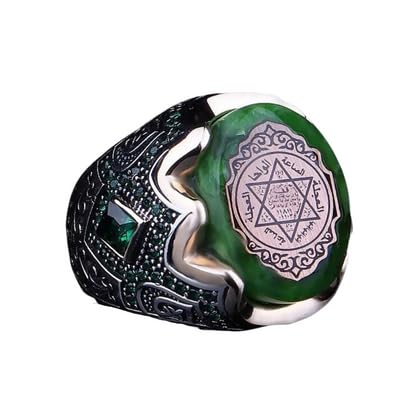 Seal of Solomon-Star of David Ring-Handmade Mens Ring-Agate Stone Ring-Signet Ring Mens-Jewelry Gift For Mens-Silver Rings for Men-Agate Wedding Ring