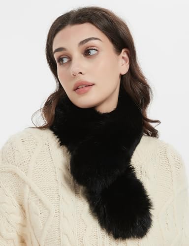 Bibury Real Fur Scarf - Fox Fur Front, Rex Rabbit Back, Double Sided, Cold Weather Neck Warmer2