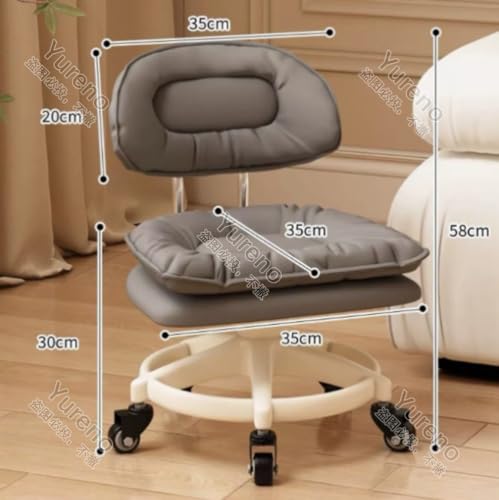 Yureno スツール、北欧スタイル、キャスター付き、360°回転、耐荷重200kg、高耐久性、組み立て簡単、多機能、リビングルーム、玄関、家庭用家具に適しています。 (E(プラスチック製の車輪)) [2]