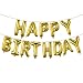 Happy Birthday Balloons Banner (3D Gold Lettering) Mylar Foil Letters | Inflatable Party Decor and Event Decorations for Kids and Adults | Reusable, Ecofriendly Fun