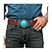Turquoise Western Belt Buckle for Men and Women – Boho Southwestern Antique Silver Buckle with Turquoise Blue Center – Country Festival Rodeo Fashion Buckle