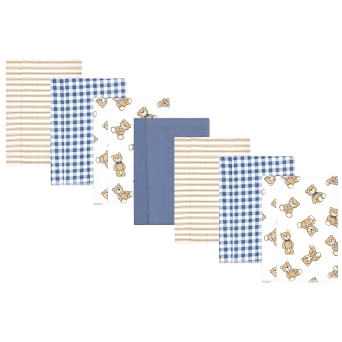 Image of Hudson Baby Unisex Baby Flannel Burp Cloth 7pk, Gentleman Bear, One Size