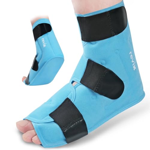 REVIX Large Ankle Ice Pack for Foot Discomfort, Reusable Gel Cold Pack with Cold Compression Therapy, Full Coverage Ankle Ice Wrap for Post-Workout Recovery, Plantar Fasciitis