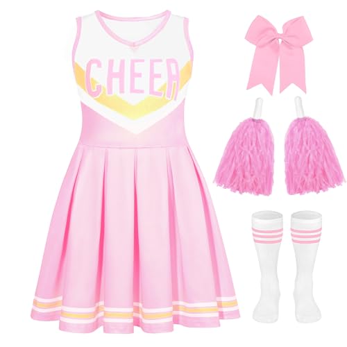 Disfraz de animadora rosa para niñas 7-8 años miniatura 2