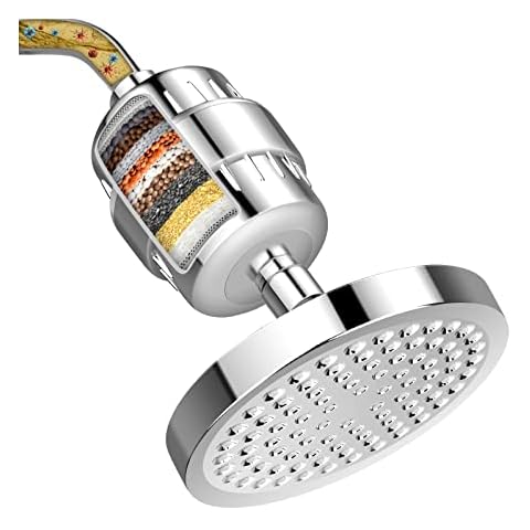 FEELSO Shower Head and 15 Stage Shower Filter, High Output Hard Water Softener Showerhead with Filter Cartridge for Hard Water Remove Chlorine and Harmful Substances Cover