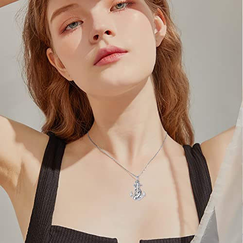 Sczklaq Anchor Shark Necklace For Women 925 Sterling Silver Anchor Pendant Necklaces Sailor Nautical Necklace Jewelry Gift For Women Men Girls #TOP1