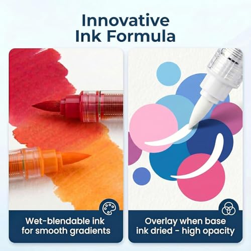 Image of Wafeeq Acrylic Paint Markers Set - Dual Tip Waterproof Paint Pens for Rock, Wood, Glass, Fabric & DIY Art Crafts (60)