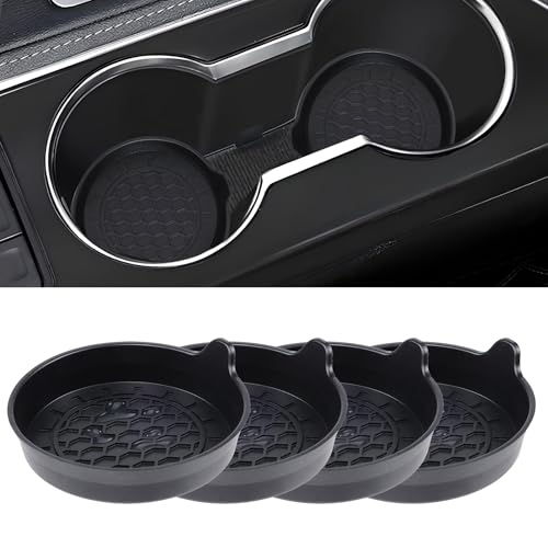 Amooca Automotive Cup Holders Universal Car Cup Coaster Waterproof Non-Slip Sift-Proof Spill Holder Car Interior Accessories 4 Pack Black