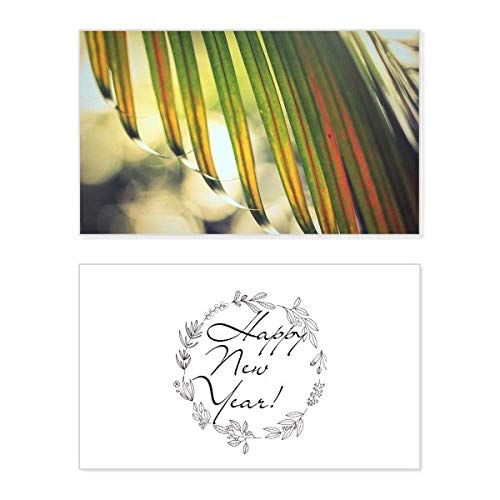 Tarjeta de felicitación con texto Sun Leaf Plant Picture para un Año Nuevo natural