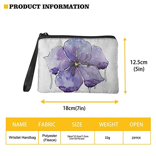 Giftpuzz Mini Zipper Fleece Bags Luxury Dragonfly Cartoon Coin Purse Card Holder Keychian Makeup Lipstick Cosmetic Accessories Organizer, Small Travel Kit Storage Pouch Wristlet Floral Black #TOP1