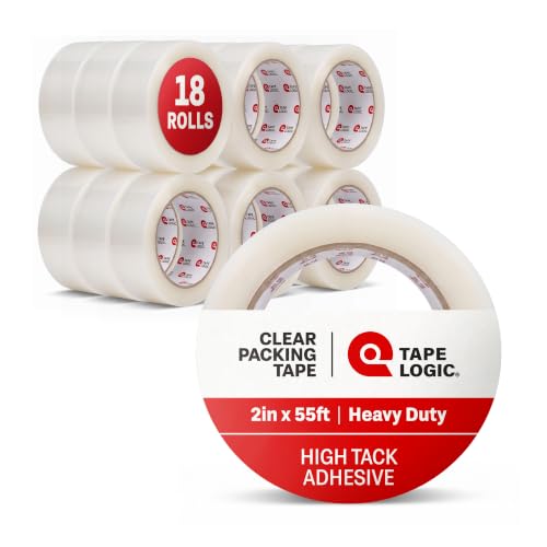 Image of Tape Logic Packing Tape (18-Rolls), 2 inch x 55 yd - Heavy Duty Packaging Tape Refill for Shipping, Moving, Order Fulfillment, Acrylic 2.6 Mil
