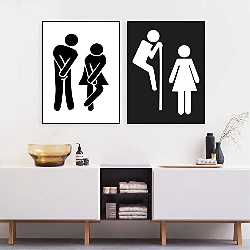 Impression d'art fille garçon pour WC au design minimaliste scandinave de 45x60cm