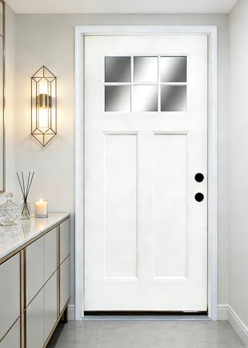 Modern 36 x 80 Fiberglass Entry Door with Low-E Glass 6-Lite Front Door for Home Pre-Hung Fiberglass Door System with 4-9/16 Vinyl Frame DIY Paintable Wood Grain (White Right Hand Inswing)