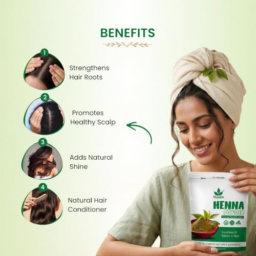 Image of Havintha Natural Henna Powder for Hair Color | 100% Natural Hair Dye | Shiny, Smoothning, Hair Growth, Deep Conditioning, Frizzy Damaged Hair Powder- Lawsonia Inermis - 200gm (Pack of 2)