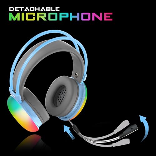 truke Newly Launched BTG Thunder Over The Ear Gaming Headphone with 70H of Playtime, 40mm Titanium Drivers, Dual Pairing Headset, Gaming Mode (40ms Latency) with RGB LEDs, Detachable Mic, BT 5.4-Blue 8 41WEaQfD0zL