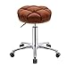 GCX Friseurhocker, spezieller Rollhocker für Schönheitssalons, Friseursalons, Maniküre, Haarschneide-Drehhocker, fest (Farbe: Braun)
