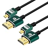 Thsucords 薄型Micro HDMI - HDMIケーブル 0.3M 2本パック ウルトラスリム&フレキシブル ソフト マイクロHDMI Dタイプ - HDMI Aタイプケーブル 3D/4K@60Hz/18gbps/2160P/1080P対応 GoPro Hero7/8/9 Raspberry Pi 4用