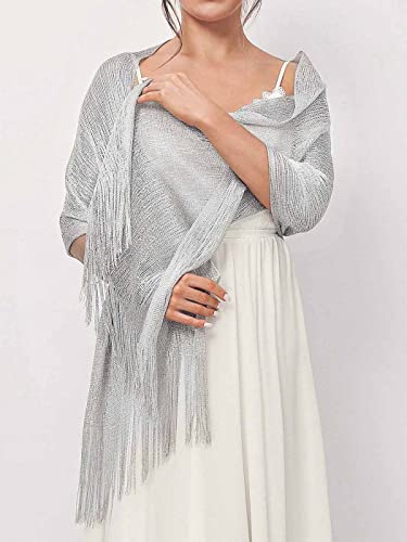 EASEDAILY Women's Shawls and Wraps for Evening Dresses Sparkling Wedding Scarf Fringe Bridal Capelet for Bride and Bridesmaid3
