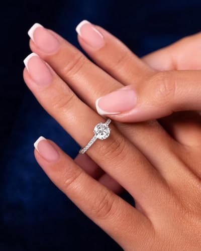 1.5 CT Moissanite Engagement Rings for Women D Color VVS1 Clarity 925 Sterling Silver Round Cut Halo Moissanite Wedding Promise Band Rings Size 4-104