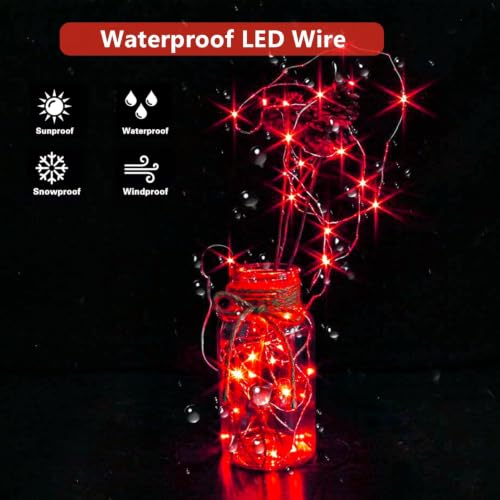 Image of 3PK 78FT 80LED Red Christmas Fairy Lights Battery Operated Halloween Lights