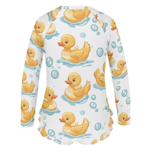 ALAZA Duck Bubble Water Girls One Piece Swimsuit Long Sleeve Rash Guard Swimsuits UV 50+ Swimwear Zipper3