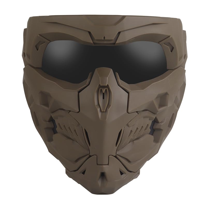 Outdoor Paintball Shooting Face Protection Gear Tactical Halloween Cosplay Skull Mask - Tan