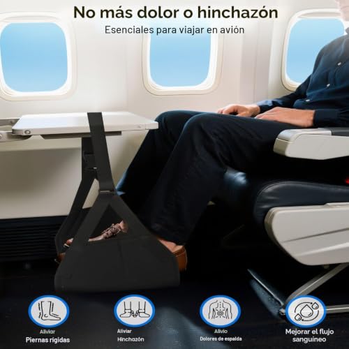 Miniatura 5 de Tut Reposapiés De Avión, Hamaca Ajustable Para Pies De Viaje, Hamaca Colgante De Avión Con Placa De Soporte Extraíble, Compacto Portátil Para Viajes De Larga Distancia, Oficina