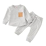 Chándal Conjuntos Niños Bebé Recién Nacido Niño Manga Larga Patchwork Sudadera Tops Rayas Pantalones Conjunto 2 PIEZAS Ropa, 0-6 meses