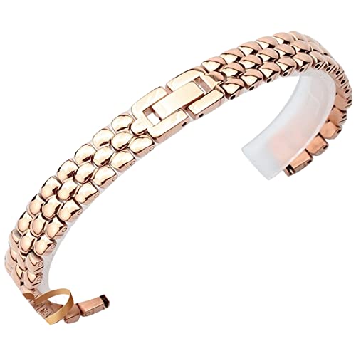 Bracelet montre or rose 12mm en acier inoxydable maille fine pour femme