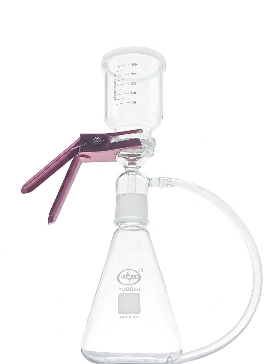 ISKO Borosilicate Glass Membrane Filtering Assembly Milipore Assembly with 500 ml Cup 1000 ml Flask (1 Set)-image-2