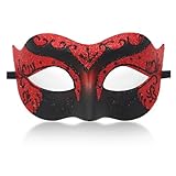 Masquerade Mask for Men Women Couple Venetian Mask for Halloween Mardi Gras Costume Party Ball (Red)