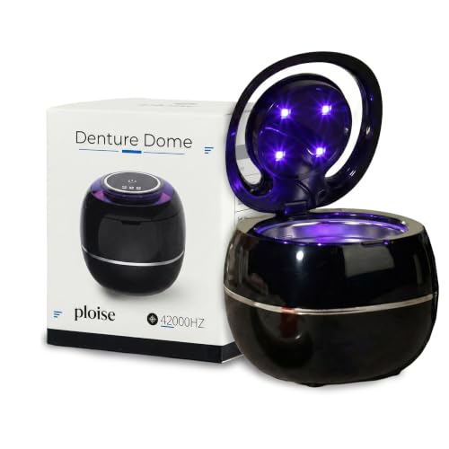 Ploise Denture Dome Ultrasonic Retainer Cleaner Machine with UV-C | Night Guard Cleaner Mouth Guard Cleaner Denture Cleaner & Aligner Cleaner | 42000Hz for Retainers & Dental Care