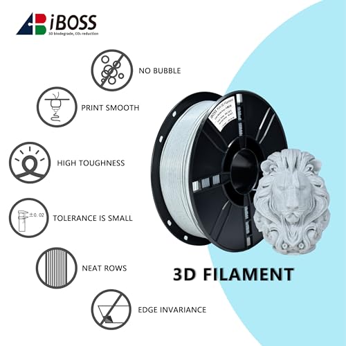 Image of iBOSS PLA+ Filament 1.75mm Marble Gray 1KG, 3D Printer Filament Dimensional Accuracy + /- 0.02mm, 1kg Cardboard Spool(2.2lbs) 3D Printing Filament Fits for Most FDM 3D Printers
