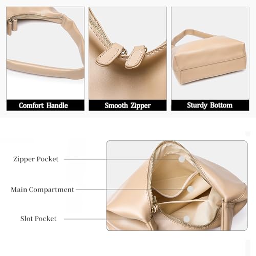 Bolso hobo de cuero sintético suave con doble cremallera, ligero para mujer, 9,84" x 4,33" x 10,63", 0,70 lb, con bolsillos interiores con cremallera, ideal para uso diario, trabajo y viajes miniatura 3