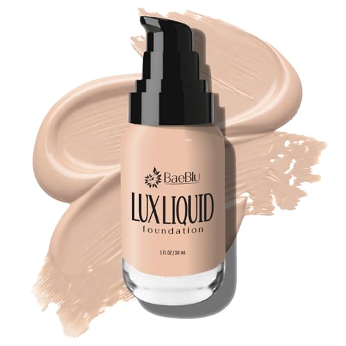 BaeBlu Organic Aloe-Based LUX Liquid Foundation, Natural Vegan Gluten-Free Made in USA, Latte
