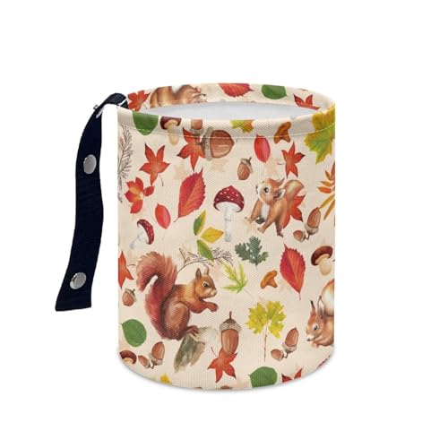 Image of Forest Squirrel Mini Car Trash Bin with Adjustable Buttons Car Garbage Can Multipurpose Car Storage Bag Collapsible Reusable