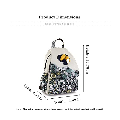 Image of Womens Boho Cotton Hemp Cloth Backpack Boho Vintage Embroidered Casual Purse Handbags Messenger Bag Corn