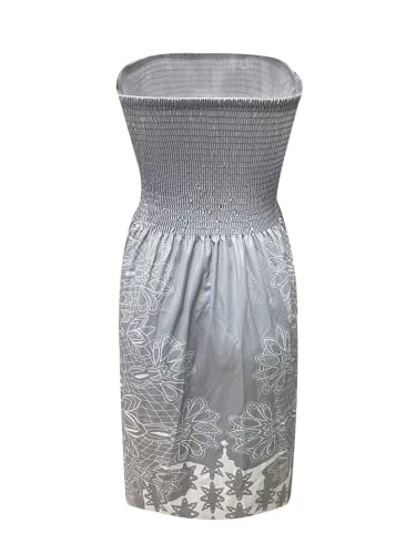 Image of Zyyfly Tube Top Dress Women Summer Beach Coverup Stretch Smocked Strapless Dress
