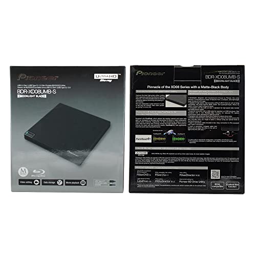 Pioneer Bdr-Xd08Umb-S Portable 6X Ultra Hd 4K Blu-Ray Burner External Drive Bundle With Cyberlink Software Download Installation Code, 25Gb M-Disc Bd-R And Usb Cable - Burns Cd Dvd Bd Dl Bdxl Discs #TOP6