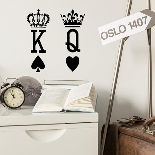 Vinyl Wall Decal King of Spades Queen of Hearts Poker