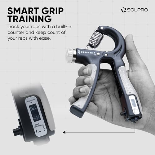 Image of Solpro Velgrip Adjustable Hand Grip Strengthener with Mechanical Counter for Men & Women | Adjustable 5 to 60 kg Resistance | Forearm, Wrist & Finger Strengthener | Home, Gym Workouts