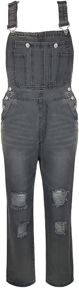 Produktbild von Shownicer Damen Latzhose Jeanslook – Retro-Latzhose Mit Blumendruck, Loose Fit, Mit Taschen