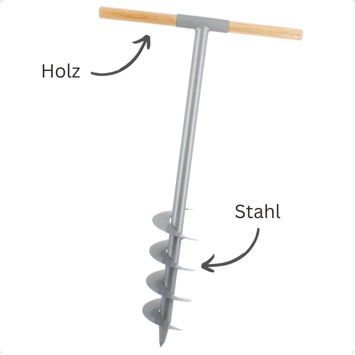 Rekord Handerdbohrer (Ø 150 mm) aus pulverbeschichtetem Stahl 2,6 kg I Flexibler Holzgriff, Länge ca. 100 cm, Erdbohrer, Pfahlbohrer, ‎Erdlochbohrer, Pflanzbohrer